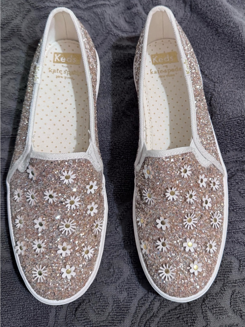 Keds Glitter Daisy Slip-On Sneakers in Rose